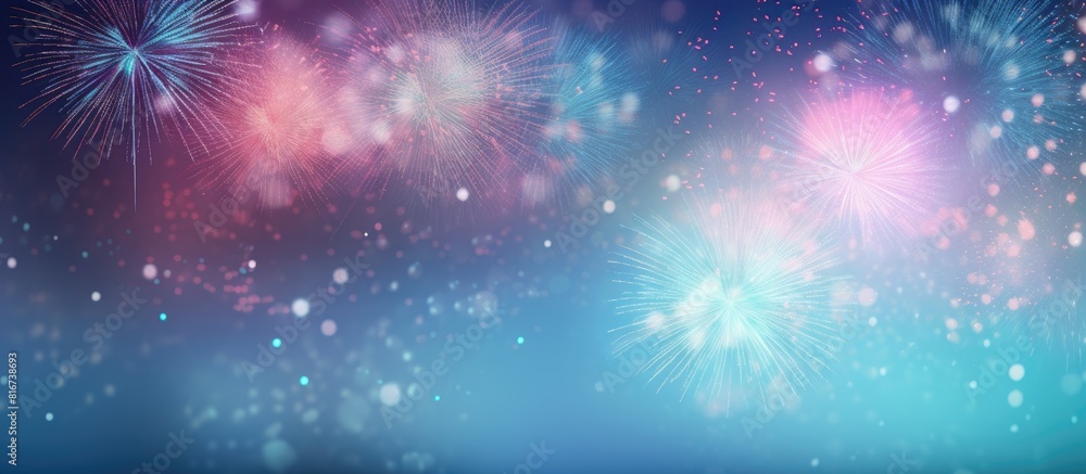 Poster a vibrant abstract holiday background with fireworks lighting up new year s eve leaving blank space 
