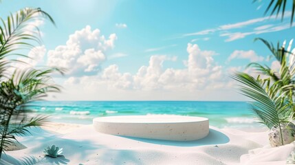 Palm Trees and Sand Beach Scene