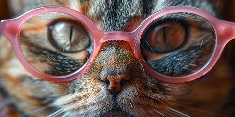 Cat with pink glasses