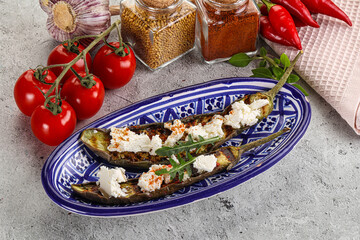 Grilled eggplant with feta cheese