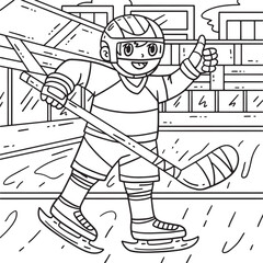 Ice Hockey Player Raising Thumbs Up Coloring Page