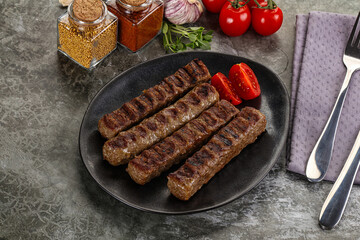 Grilled beef kebab minced meat