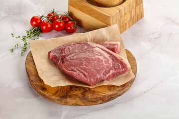 Uncooked raw beef steak for grill