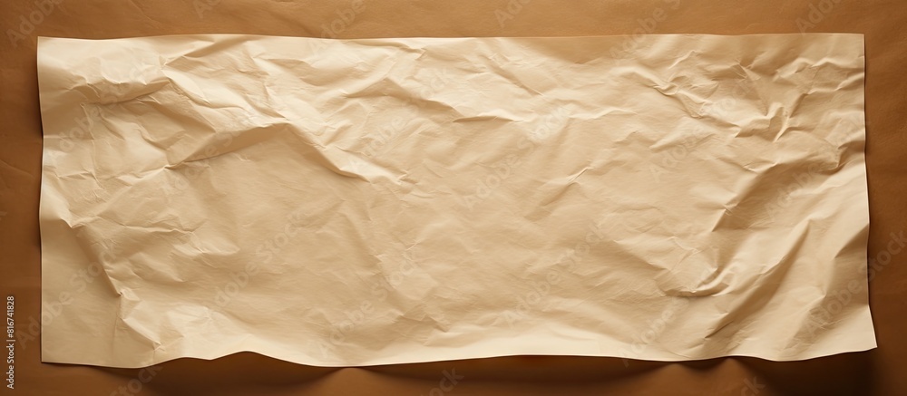 Poster a white sheet of crumpled paper contrasts against a brown paper background providing a clean area fo