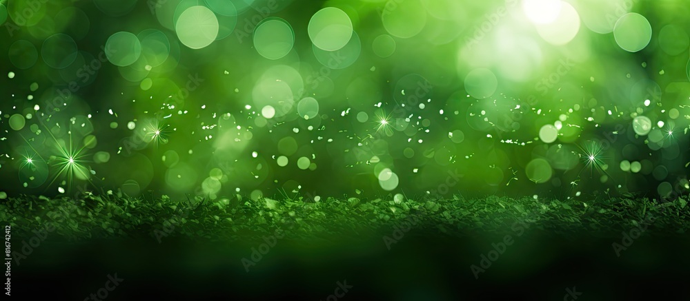 Aufkleber A vibrant green bokeh background with beautiful lighting effects. with copy space image. Place for adding text or design