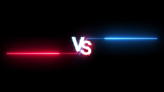 VS versus bars neon animated versus vs bars neon blue and red multiplayer co op team with smoky black background 4k looping