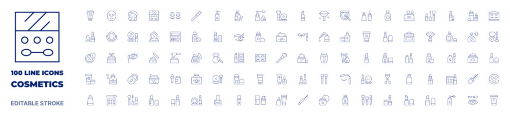 100 icons Cosmetics collection. Thin line icon. Editable stroke. Cosmetics icons for web and mobile app.-1