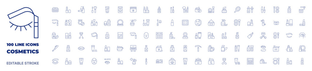 100 icons Cosmetics collection. Thin line icon. Editable stroke. Cosmetics icons for web and mobile app.-4