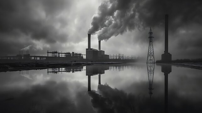 The factory is located on the bank of the river. The factory is polluting the river with its waste. The factory is also polluting the air with its smoke.