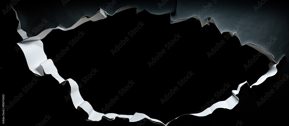 Aufkleber A torn piece of paper on a black background with ample copy space for additional content