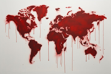 Crimson Atlas - Splattered Paint World Map