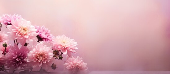 Soft and blurred chrysanthemum flowers in sweet pink with a mulberry paper texture The right side offers a copy space image for text creating a perfect background