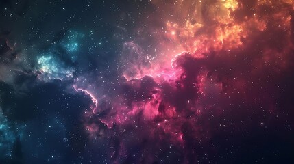 Obraz premium The image is a depiction of a nebula, a vast interstellar cloud of dust, hydrogen, helium and other ionized gases.
