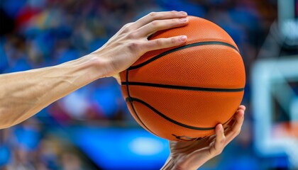 Intense focus  basketball player grasping rebound, emphasizing dedication   olympic sports theme