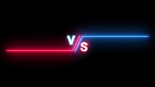 VS versus bars neon animated versus vs bars neon blue and red multiplayer co op team with smoky black background 4k looping