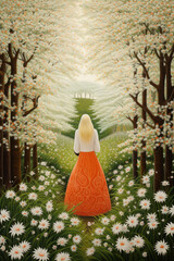 Girl with beautiful blossom 