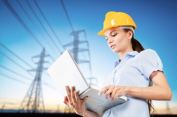 electrical engineers check location at a power station