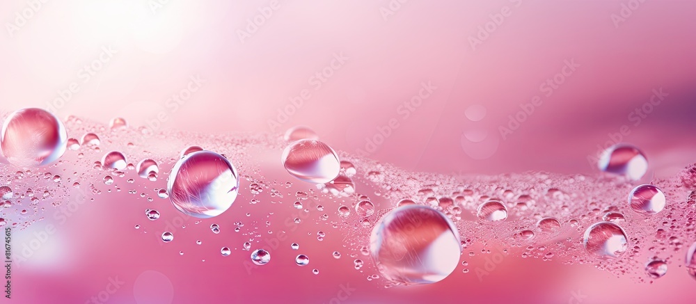 Poster trendy abstract summer nature background with a blurred close up view of a pink transparent water su