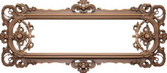 A vintage wooden picture frame with intricate ornate detail and gem embellishments on a white background perfect for a copy space image