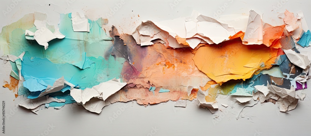 Poster The torn colored paper provides a blank area for adding content or images. with copy space image. Place for adding text or design
