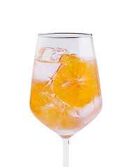 Refreshing orange cocktail in a wine glass
