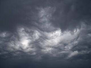 Stunning view of a cloudy sky with thick formations of clouds
