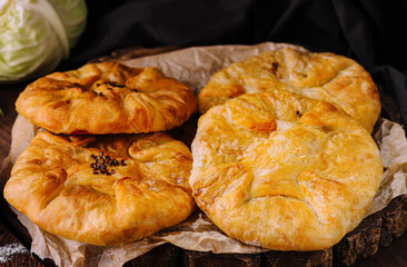 Freshly baked traditional Romanian cabbage pies