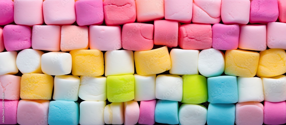 Poster a vibrant assortment of marshmallow candies that feature an array of delightful colors image with am
