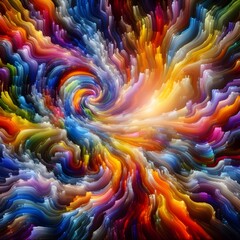 Vibrant Vertex abstract colorful shapes swirling and converging in a radiant display