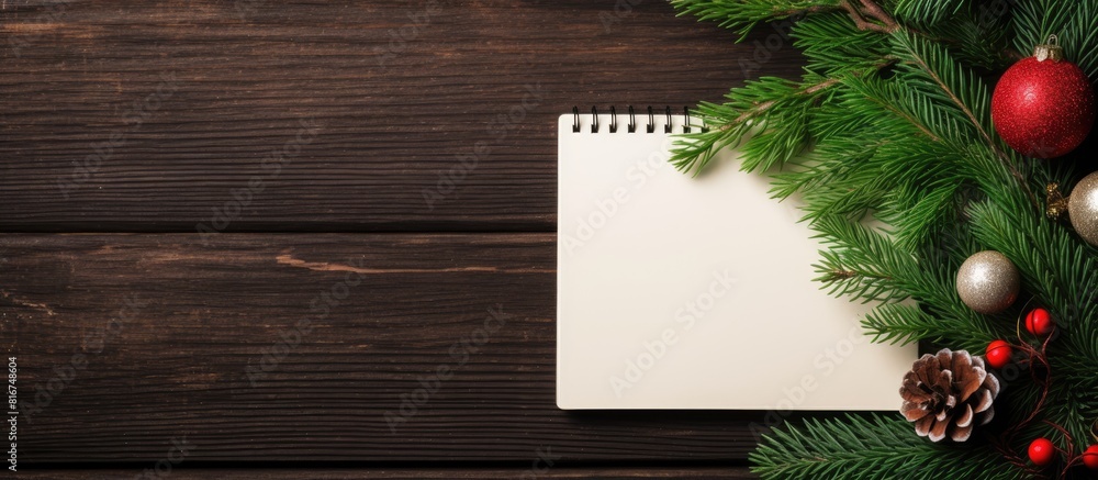 Poster top view of a flat lay christmas tree and new year concept the creative winter layout showcases ever