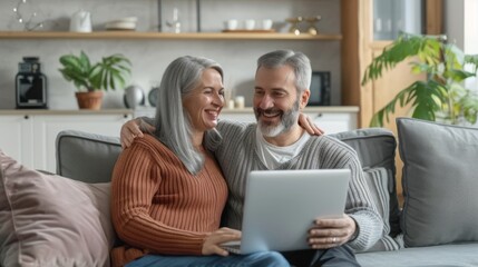 Smiling Senior Couple with Tablet