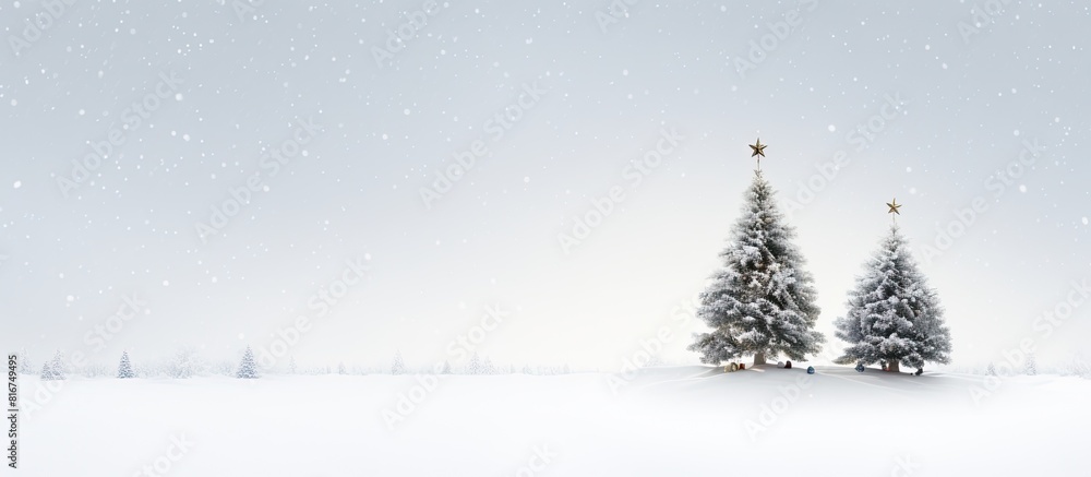Poster a christmas tree stands alone on a white background leaving plenty of empty space for other elements