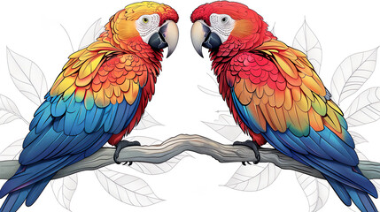 Obraz premium coloring book for children, two parrots