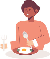 eating flat style character illustration