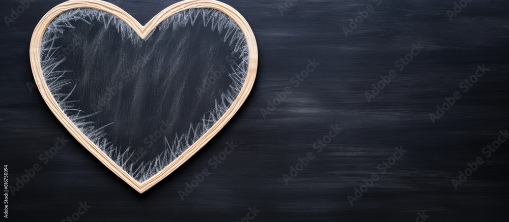 Poster a heart shaped image drawn on a blackboard with white chalk providing an empty area for text or imag