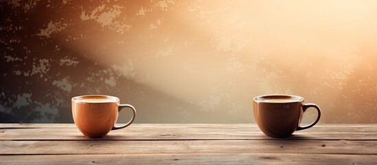Obraz premium A copy space image of morning coffee mugs on a wooden table