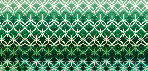 Gradient allure lush green, bright white Flower of Life.