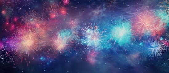 Fototapeta premium An abstract holiday background featuring fireworks at New Year s with ample copy space available