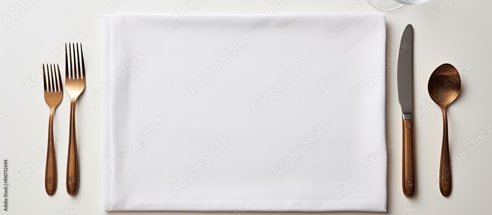 Poster a top down view of a light background with a clean napkin providing ample space for images