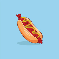 Vector illustration of street food hot dog