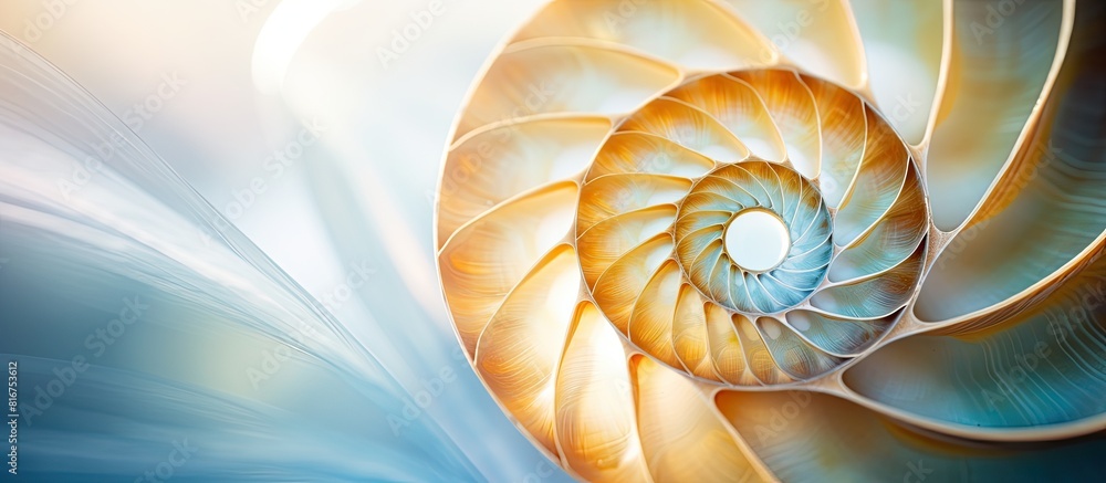 Poster the golden ratio spiral is clearly visible in the macro photo of the seashell creating a captivating