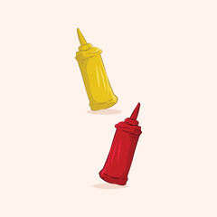 Vector Illustration of chili sauce and cheese sauce
