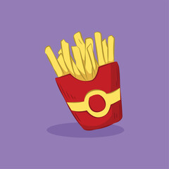 Vector illustration of French fries on a purple background