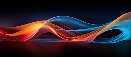 An artistic depiction of vivid irregular lines against a dark backdrop created using long exposure and light painting techniques Copy space image