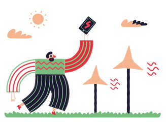 Charging phone with windmills