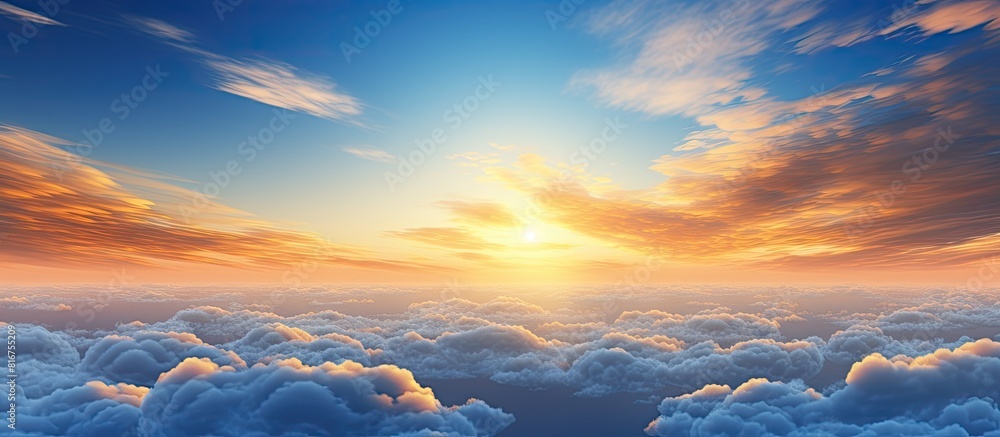Aufkleber the vibrant sky background is filled with drifting clouds carried by the wind while the sun s rays p