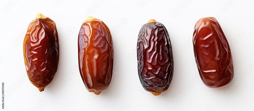Aufkleber Top view of three dates on white background. copy space available