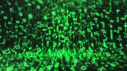 Green background matrix with wavy numbers moving against black background