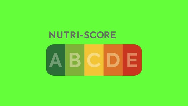Nutri Score E Gradient on Green Background. 4K Animation