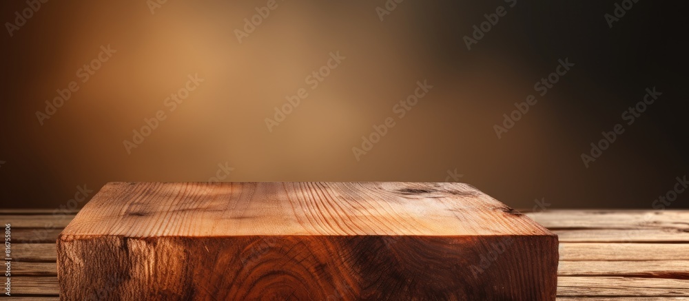 Poster chopping cutting board block on wooden texture background. copy space available